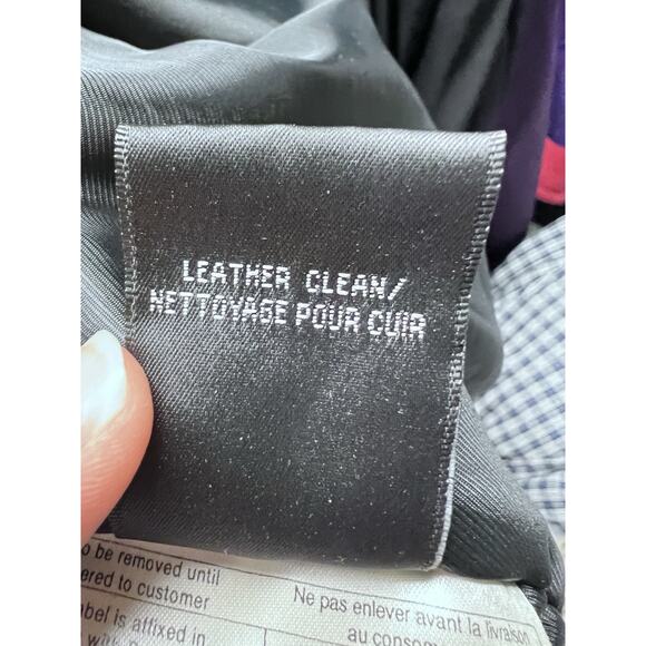 Vintage 90s Y2k Black Soft Leather Coat Cinched Waist Mid Length Sz 16 Faux Fur - Picture 10 of 16